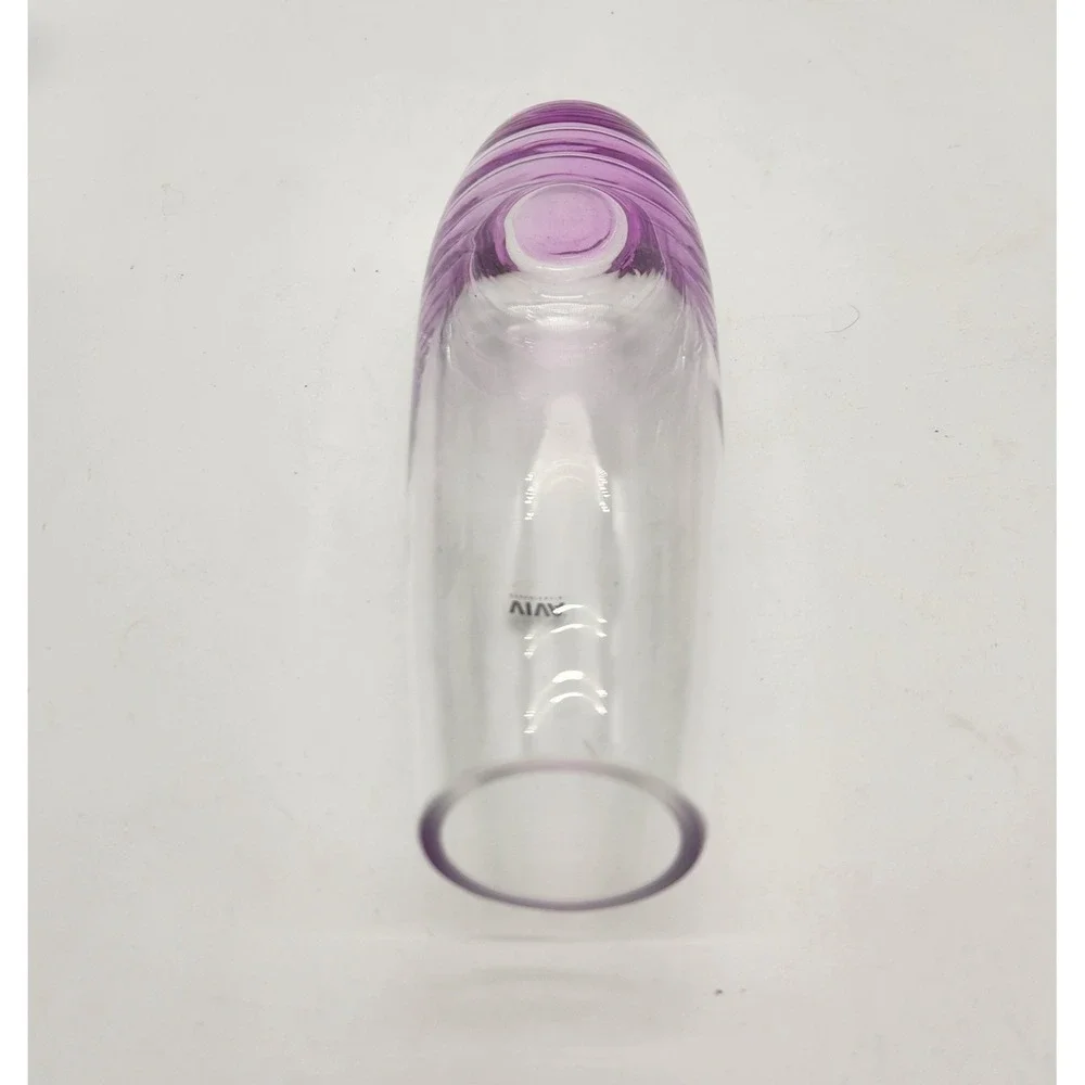 Viva Scandinavia Clear Glass Vase With Purple Weighted Base Handblown Minimalist